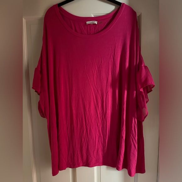 Hot pink Calvin Klein ruffle sleeve top - Picture 3 of 5